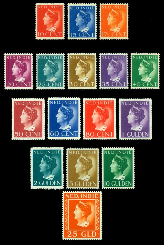 NETHERLANDS INDIES  1941  Queen Wilhelmina set  Mi 288-303 (Sc 234-249) mint MLH