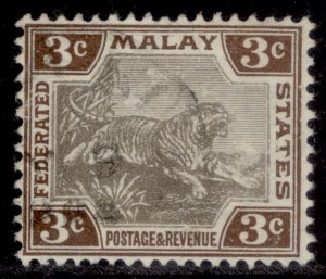 MALAYSIA - Federated Malay EDVII SG32, 3c grey & brown, FINE USED.