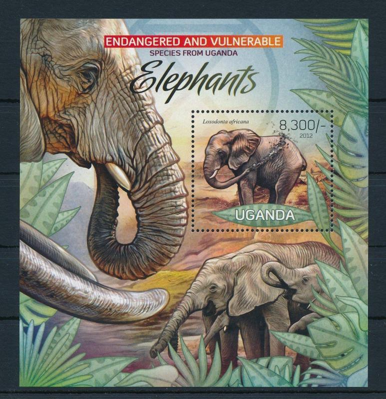 [25811] Uganda 2012 Wild Animals Elephants MNH