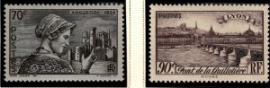 FRANCE Scott 394-395 Maid of Languedoc and Bridge at Lyons stamps