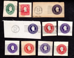 USA, Cut Squares, Lot of 10 used cut squares.  Lot 230811 -35