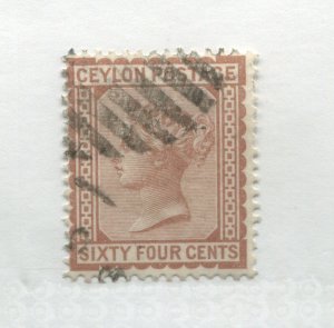 Ceylon QV 1872 64 cents used