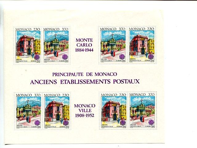 Monaco 1990 Europa mini sheet   Mint VF NH