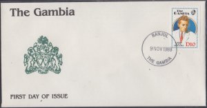 GAMBIA Sc# 774 FDC of DANNY KAYE, FAMOUS COMEDIAN, ACTOR, UN GOODWILL AMBASSADOR