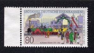 Germany 1985 80pf Railroad, Scott 1450 MNG, value = $1.60