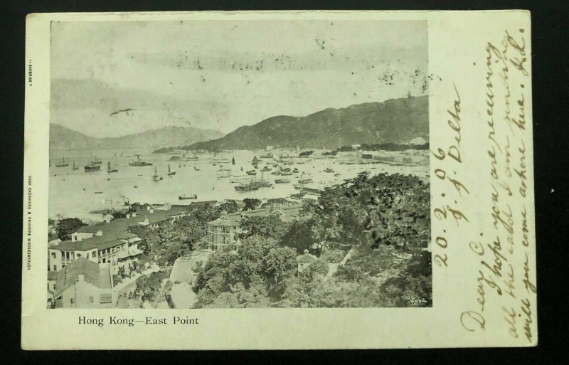 1906 Victoria Hong Kong RPPC Postcard Cover To Dover England East Point SG#78