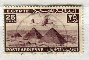 EGYPT; 1943 early AIRMAIL issue fine used 25m value