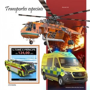 St Thomas - 2021 Special Transport, Vehicle - Stamp Souvenir Sheet - ST210423b