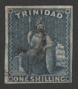 TRINIDAD 1859 Britannia 1/- indigo, imperf, no wmk.