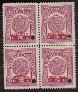 1900's Peru, 5C, Block of 4 Specimen, Only 100 Exist