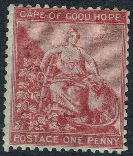 CAPE OF GOOD HOPE 1864 HOPE SEATED 1D WITH OUTER FRAME LINE WMK CROWN CC