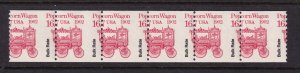 1981 Popcorn Wagon Transportation Sc 2261 MNH EFO mis-perforated coil strip 6