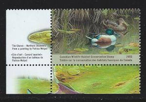 Canada 2003 wildlife habitat conservation  stamp  mnh  S.C. #  fwh19