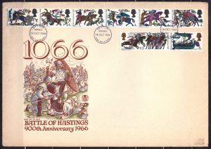 F2193   GREAT BRITAIN   FDC # 475a, 476, 477      Battle of Hastings 900th