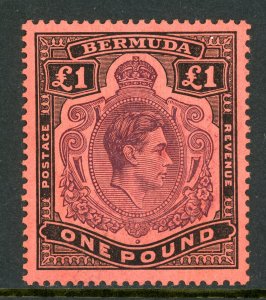 Bermuda 1938 KGVI £1 Black & Purple on Red Scott #128a Mint R44
