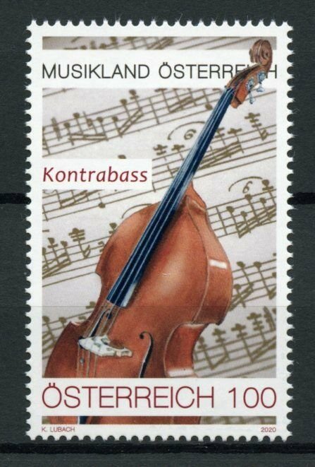 Austria Music Stamps 2020 MNH Double Bass Musical Instruments 1v Set