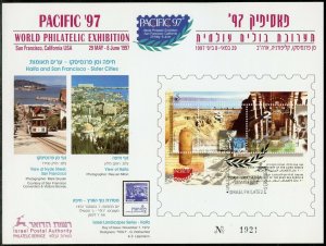 ISRAEL  PACIFICA  1997  SOUVENIR SHOW CARD FIRST DAY CANCELED