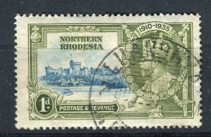 NORTHERN RHODESIA; 1935 early GV Jubilee issue used 1d. value Postmark