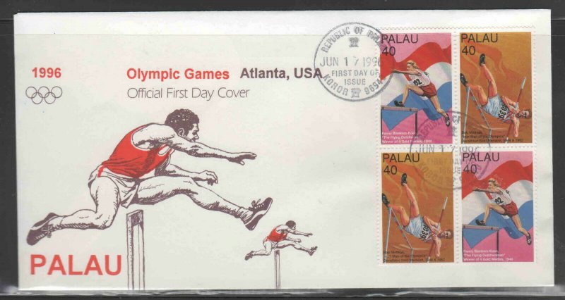 PALAU #398a  1996  SUMMER OLYMPICS  ATLANTA     MINT VF NH  O.G  FDC