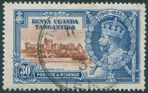 Kenya Uganda Tanganyika 1935 30c brown & blue Line by turret variety SG125f used