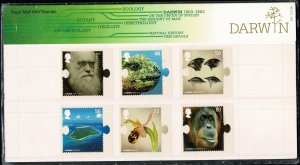 G.B.QE II 2009 CHARLES DARWIN MINT (NH) SG2898-903 +SGMS2904 P.O.PACK 423 SUPERB