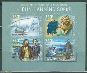 CENTRAL AFRICA 2014 150th MEMORIAL OF JOHN HANNING SPEKE SHEET MINT NH