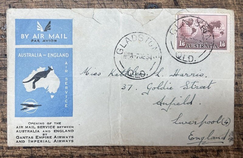 1934 First Flight Cover, Air Mail Service between Australia and England