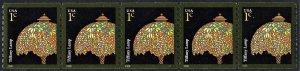 SC#3758A 1¢ Tiffany Lamp Plate Strip of Five: #S11111 (2008) MNH