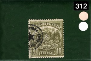 TELEGRAPH Stamp 10c CHILE Used 1880s ex Telegraphs Collection ORANGE312