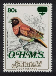 Aitutaki Mannikin Bird 80c on 96c Ovpt 'OHMS' 1985 MNH SG#O29