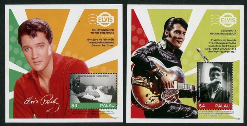 HERRICKSTAMP NEW ISSUES PALAU Sc.# 1314-15 Elvis Presley S/S III & IV