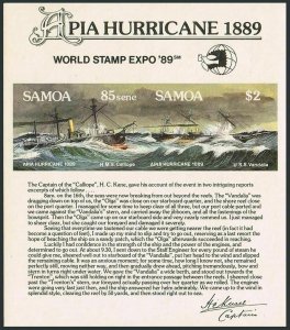 Samoa 755e,MNH.Michel Bl.47. Apia Hurricane,Ships.PhilEXPO-1989.