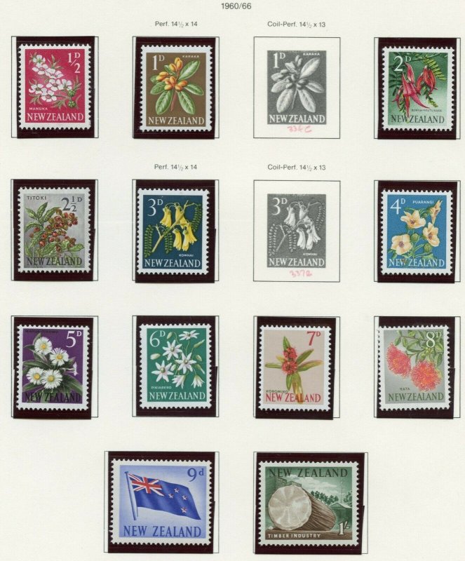 NEW ZEALAND 1961/66  SELECTION  ON PAGES MINT NH SCOTT $198.00