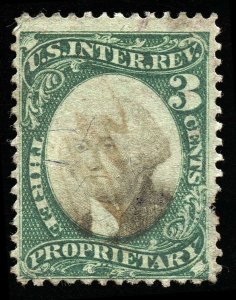 B208 U.S. Revenue Scott #RB3a 3-cent proprietary, violet paper, SCV=$32.50