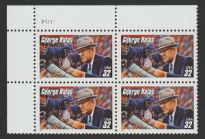 SC# 3150 - (32) - George Halas - (red bar) - MNH Plate Block/4 UL # P1111