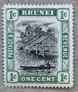 Brunei 1907 1c with REVERSED WATERMARK. Scott 13 variety. SG 23x, CV £15.00+