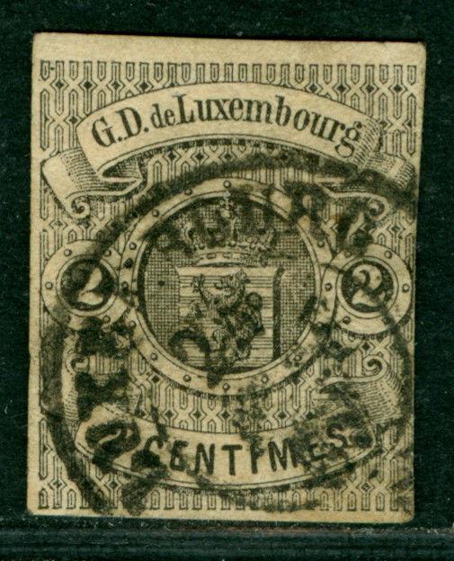 LUXEMBURG 1860  Coat of Arms  2c black   Scott # 5 used