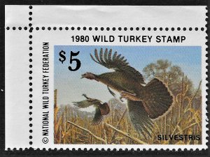 US 1980 NWTF-5 National Wild Turkey Foundation stamp VFNH Cat. Val. $22.50