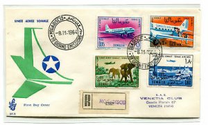 Somalia AFIS FDC Venetia 1964 Lineee Aeree traveled Racc. For Italy