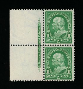 EXCEPTIONAL SCOTT #279 F-VF MINT OG NH 1898 GREEN 1¢ WIDE FULL BEP IMPRINT PAIR