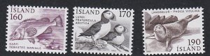 Iceland # 534-536, Fish, Birds Seal, Mint NH