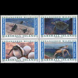 MARSHALL IS. 1990 - Scott# 380a Turtles Set of 4 NH back toned