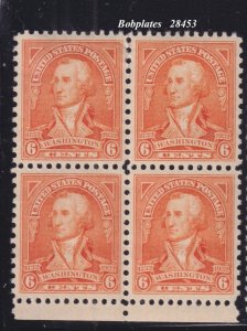 BOBPLATES #711 Washington Bicentennial Block of 4 VF H SCV=$14.5