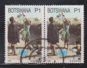 BOTSWANA Scott # 585 Used Pair - UN 50th Anniversary - UNICEF