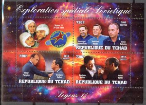 Chad 2013 Space  Soyouz 11 (2) sheet of 3 MNH