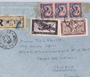 France Cols INDOCHINA Cover VIETNAM Air *PASTEUR INSTITUTE* WHO GENEVA 1950 ZF5