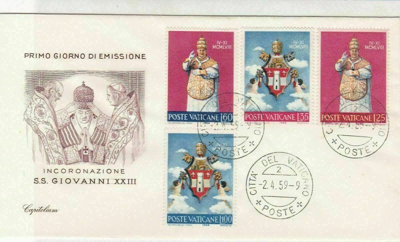 Vatican 1959 Coronation of S.S. Giovanni XXlll Pic & Stamps FDC Cover Ref 29513