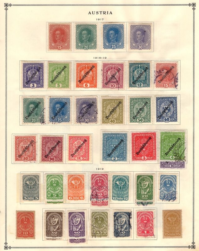 Austria 1854-1937 Collection of 291 Stamps on Scott International Album Pages
