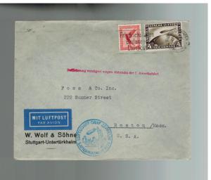 1929 Germany Graf Zeppelin LZ 127 Cover to USA Flight Delayed # C 37