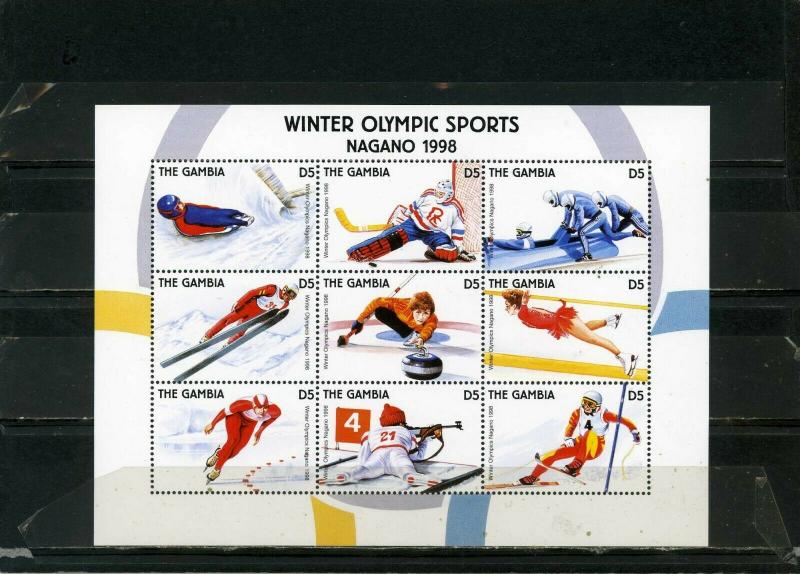 GAMBIA 1997 Sc#1555 WINTER OLYMPIC GAMES NAGANO SHEET OF 9 STAMPS MNH 